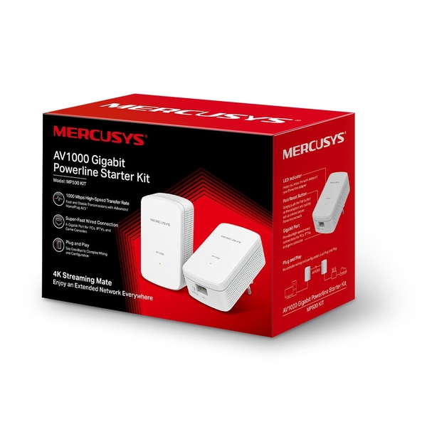 Адаптер Powerline Mercusys (MP500 KIT) AV1000 Комплект из 2-х гигабитных Powerline адаптеров купить по самой низкой цене