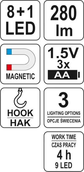 Фонарь для мастерской YATO LED (YT-08513) 3 световых режима, 3*АА, 3300-5000К купить по самой низкой цене