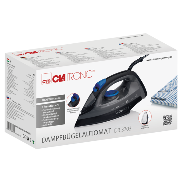 Утюг  Clatronic DB 3703 (1800Вт, подошва-нерж.сталь, вертикаль.отпаривание) купить по самой низкой цене