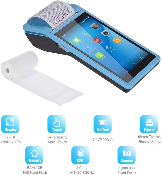 POS-терминал с принтером 4G LTE POS Q1 Blue Android (58mm) Bluetooth, Wi-Fi, USB-кабель купить по самой низкой цене