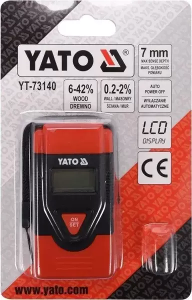 Гигрометр дя измерения влажности древесины и стройматериалом YATO (YT-73140) диапазон 0,2%-42% купить по самой низкой цене