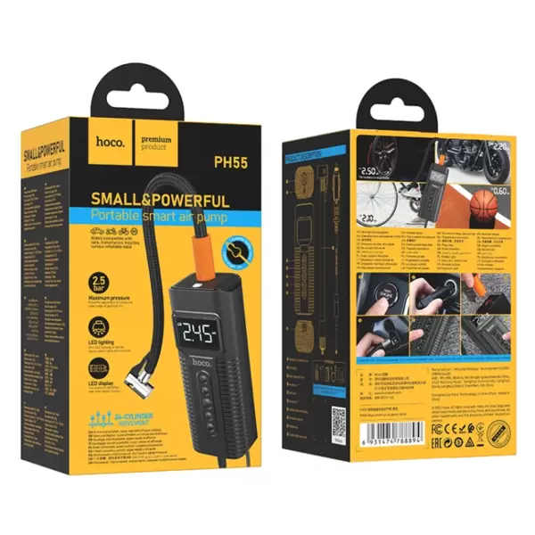 Компрессор (насос) автомобильный Hoco PH55 Roys smart (Black) 12В, макс 2.5бар купить по самой низкой цене