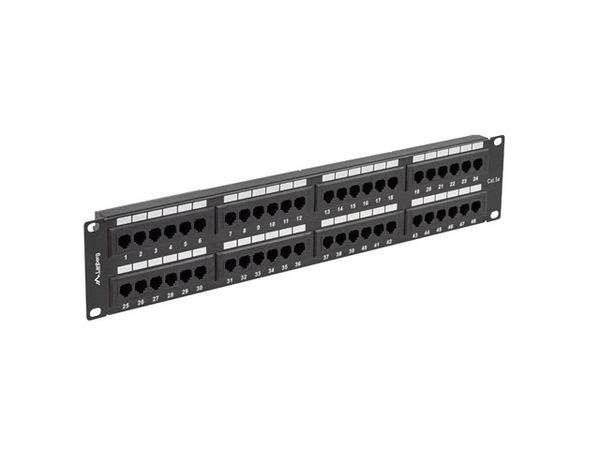 Patch Panel 19', 2U, 48port, CAT.5e, UTP LANBERG (PPU5-2048-B) black купить по самой низкой цене