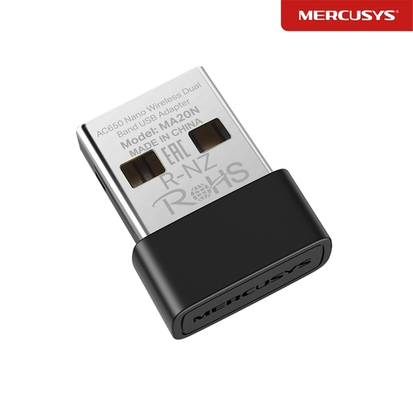 Адаптер WiFi Mercusys AC650 (MA20N) USB, 2.4/5GHz, 200/433Mb/s купить по самой низкой цене