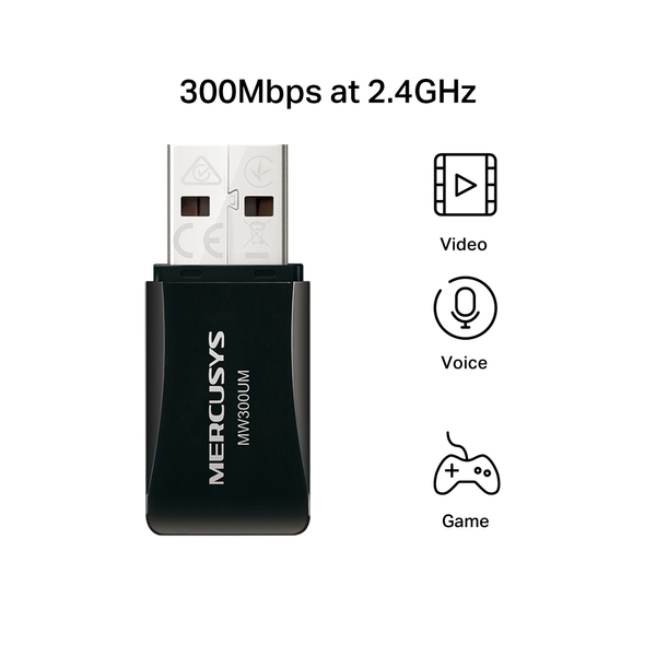 Адаптер WiFi Mercusys N300 (MW300UM) USB, 2.4GHz, 300Mb/s купить по самой низкой цене