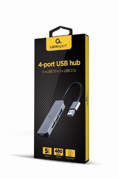 HUB 4-х порт-й USB Gembird (UHB-U3P1U2P3-01) USB 3.1 Type-A  ->  3*USB 2.0 + 1*USB 3.1 Type-A, 13см BLACK купить по самой низкой цене