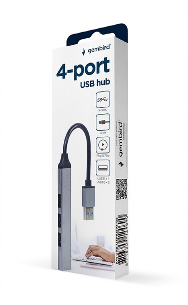 HUB 4-х порт-й USB Gembird (UHB-U3P1U2P3-02) USB 3.1 Type-A  ->  3*USB 2.0 + 1*USB 3.1 Type-A, 13см SILVER купить по самой низкой цене