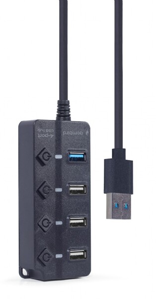 HUB 4-х порт-й USB Gembird (UHB-U3P1U2P3P-01) USB-A 3.1 -> 3*USB2.0+USB3.1 Type-A, 25см, 5V DC, инд.выкл, BLK купить по самой низкой цене