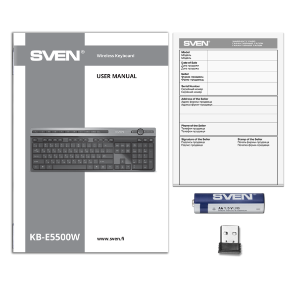 Клавиатура SVEN KB-E5500W беспроводная, USB, black, 115кл. + 11кл. быстрого доступа купить по самой низкой цене
