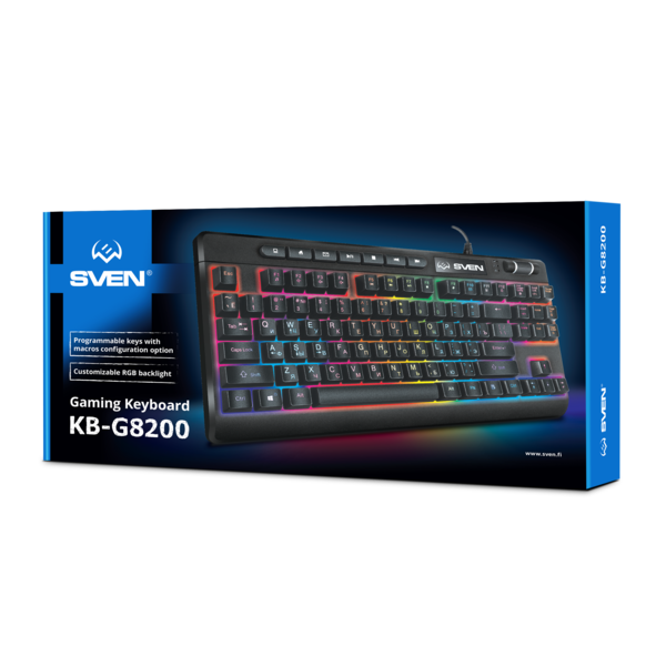 Клавиатура SVEN KB-G8200 игровая, программируемая, USB, black, Настраиваемая RGB-подсветка купить по самой низкой цене