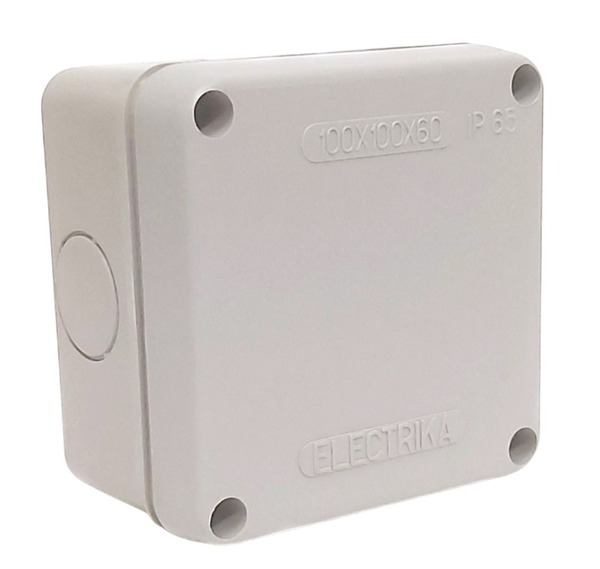 Распределительная коробка 'Электрика', внешняя, квадратная 100x100x60мм, белая, IP65 (17243) купить по самой низкой цене