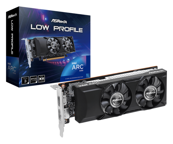 Видеокарта PCI-E 4.0 4Gb GDDR6 ASRock Intel Arc A310 4GB LP (90-G4NZZ-00UANF) 64b, 1*HDMI/DP купить по самой низкой цене