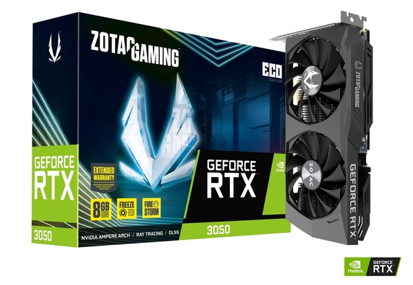 Видеокарта PCI-E 4.0 8Gb GDDR6 ZOTAC GeForce RTX 3050 Eco (ZT-A30500K-10M) 128b, 1*HDMI/3*DP купить по самой низкой цене