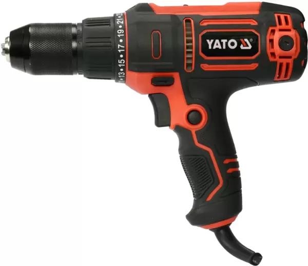 Дрель-шуруповерт YATO (YT-82060) сеть (220В), 300Вт, 2 скорости, 400/1450об /мин, кабель 4м, патрон 13мм купить по самой низкой цене