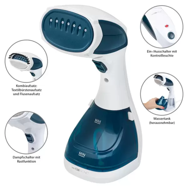 Отпариватель ручной для одежды Clatronic (DB 3717)  1100Вт., 5 бар, 0.2л.) Уценка! купить по самой низкой цене