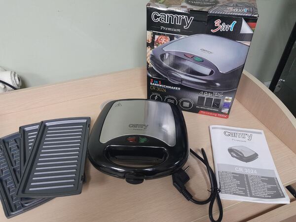 Бутербродница CAMRY CR-3024 730Вт (3в1-гриль/вафельн/бутерброд) black/silver Уценка! купить по самой низкой цене