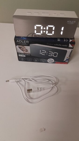 Будильник/часы настольные эектронный Adler AD 1189w (термометр,  3 реж. активации буд-ка). белый Уценка! купить по самой низкой цене
