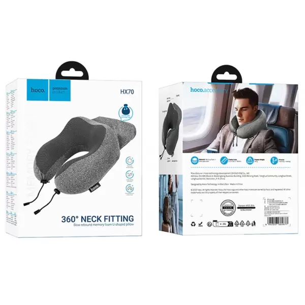 Подушка для шеи Hoco HX70 Neck Fitting memory foam (Black) с эффектом памяти купить по самой низкой цене