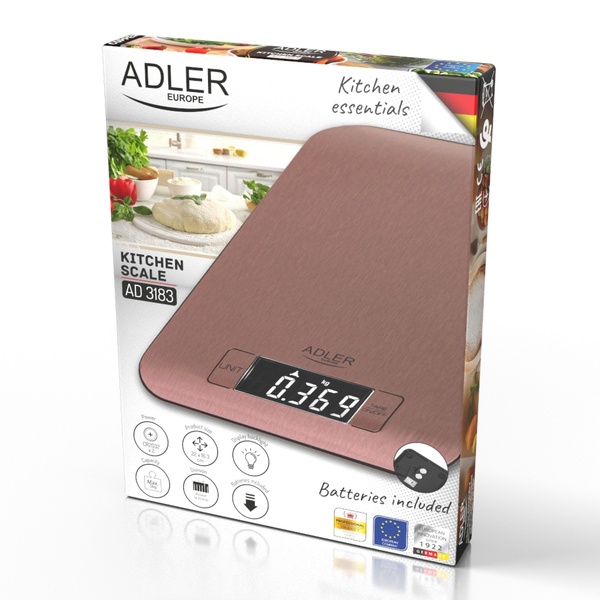 Весы кухонные Adler AD 3183с (электрон, до 5/0.001кг., платформа из нержавеющей стали) цвет медный купить по самой низкой цене