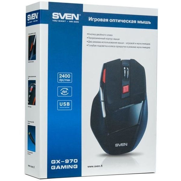 Мышь SVEN OPTICAL GX-970 Gaming USB,7+1кл.,black купить по самой низкой цене