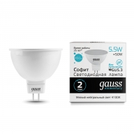 Лампа светодиодная GAUSS 4100K,5,5Вт,390лм,GU5.3(13526) софит купить по самой низкой цене