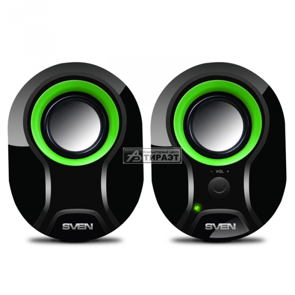 Акустика SVEN 290 2.0 (2x2.5W,USB питание)black/green,ABS-пластик Акустика SVEN 290 2.0 (2x2.5W,USB питание)black/green,ABS-пластик купить по самой низкой цене