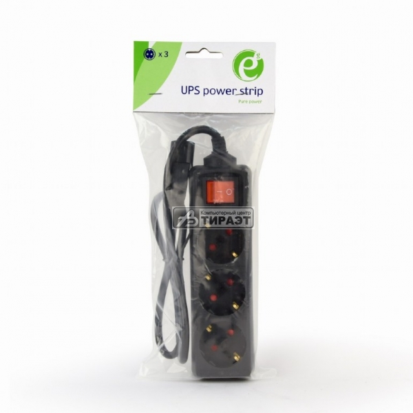 Электро-удлинитель для UPS Gembird (EG-PSU3-01) 0.6м, 3 розетки C13, C14-вилка, выключ., предохранит. 16А купить по самой низкой цене