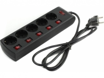 Фильтр SVEN SF-05PL (1.8м, max.нагрузка 2200Вт, 5 роз.CEE 7/4, 5 индивидуаль.выключ. + 1 общий) black купить по самой низкой цене