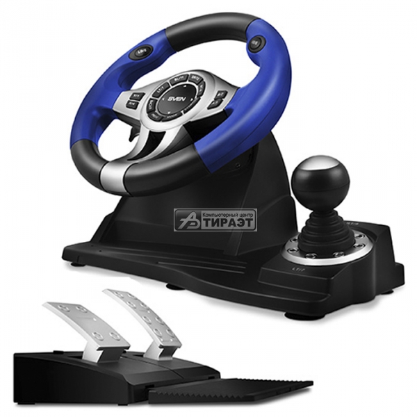 Руль SVEN GC-W600 (10' Рул.колесо+2 педали, USB, виброотдача, 2оси/8позиц/12кнопок/«Tiptronic») black/blue купить по самой низкой цене