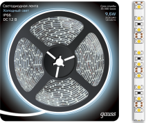 Лента светодиодная (311000310) Gauss 9,6W/m, 120LED/m, 2835/120-SMD, 12V DC, холодный белый, 5м/блистер, IP66 купить по самой низкой цене