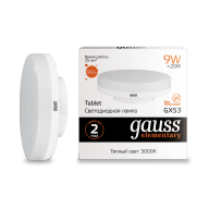 Лампа светодиодная GAUSS 3000k, 9Вт, 660лм, GX53 (83819) tablet купить по самой низкой цене