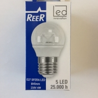 Лампа светодиодная ReeR 4W, 5000K, E27, 270Lm, шар 45мм Лампа светодиодная ReeR 4W, 5000K, E27, 270Lm, шар 45мм купить по самой низкой цене
