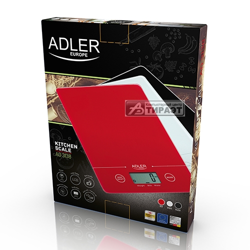 Весы кухонные Adler AD 3138 (электрон, до 5/0.001кг., стекл.платф.) white купить по самой низкой цене