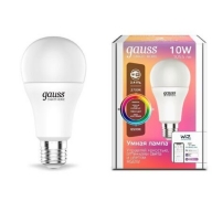 Лампа светодиодная GAUSS Smart Home 10Вт, 1055лм, E27 (1180112) A60, филам, RGBW, WiFi, упр. голосом/смартфон. купить по самой низкой цене