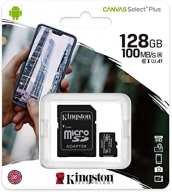 microSDXC CARD 128Gb Kingston Canvas Select Plus (SDCS2/128GB)  A1, V10, UHS-I, U1 + адаптер купить по самой низкой цене