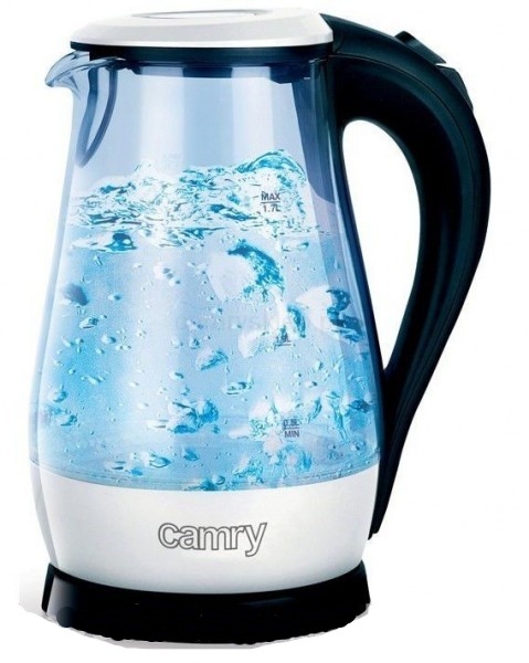 Электрочайник Camry CR 1251 (WHITE, 1.7л, 2кВт, нержавеющая сталь/стекло, подсветка) купить по самой низкой цене