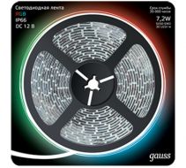 Лента светодиодная (311000407) Gauss 7,2W/m, 30LED/m, 5050-SMD, 12V DC, RGB, IP66, блистер 5m купить по самой низкой цене