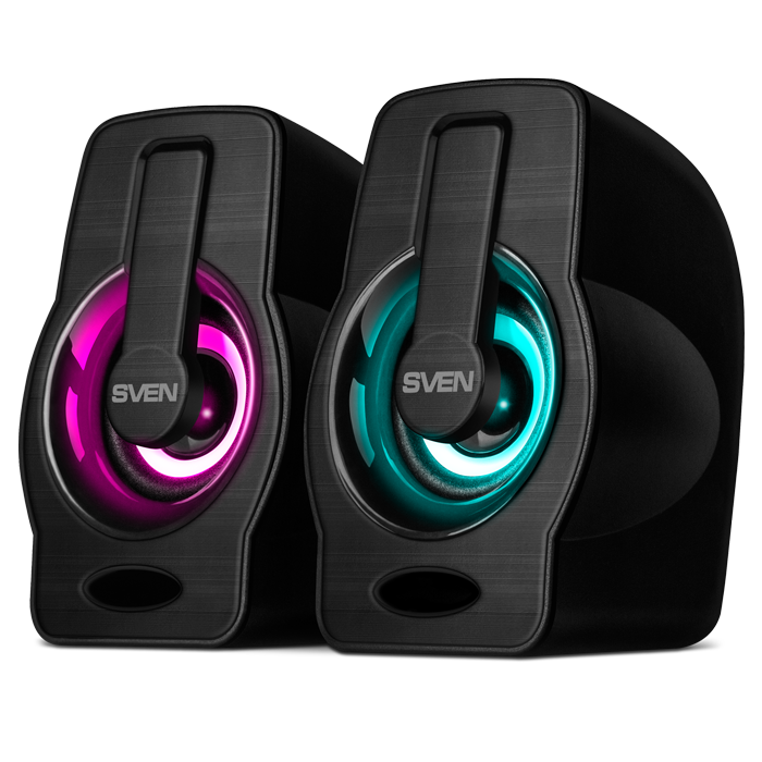 Акустика SVEN 255 2.0 (2x3W, 100-20000Hz, питание USB/DC 5V, RGB подсветка) black, ABS-пластик купить по самой низкой цене