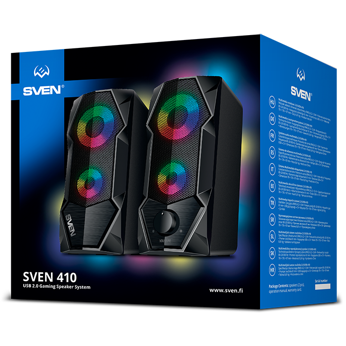 SOUND SPEAKER SVEN 410 2.0 (2x3W, питание USB/DC 5V, 80-20000Гц, RGB ...