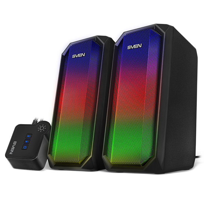 Акустика SVEN 420 2.0 (Bluetooth/проводное, 2x5W, питание USB/DC 5V, 80-20000Гц, RGB подсвека) black купить по самой низкой цене