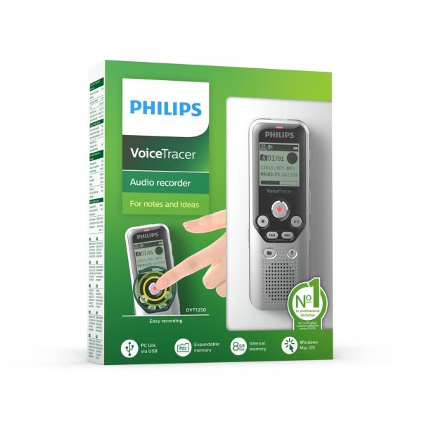 Диктофон Philips DVT1250 (цифр, 8Gb, mSD, USB, 583 ч (384 кбит/с), 146 ч (128 кбит/с), 48 ч (32 кбит/с)) купить по самой низкой цене