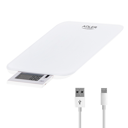 Весы кухонные Adler AD 3167w (электрон, до 10/0.001кг., стекл.платф., зарядка аккум. от USB) white купить по самой низкой цене