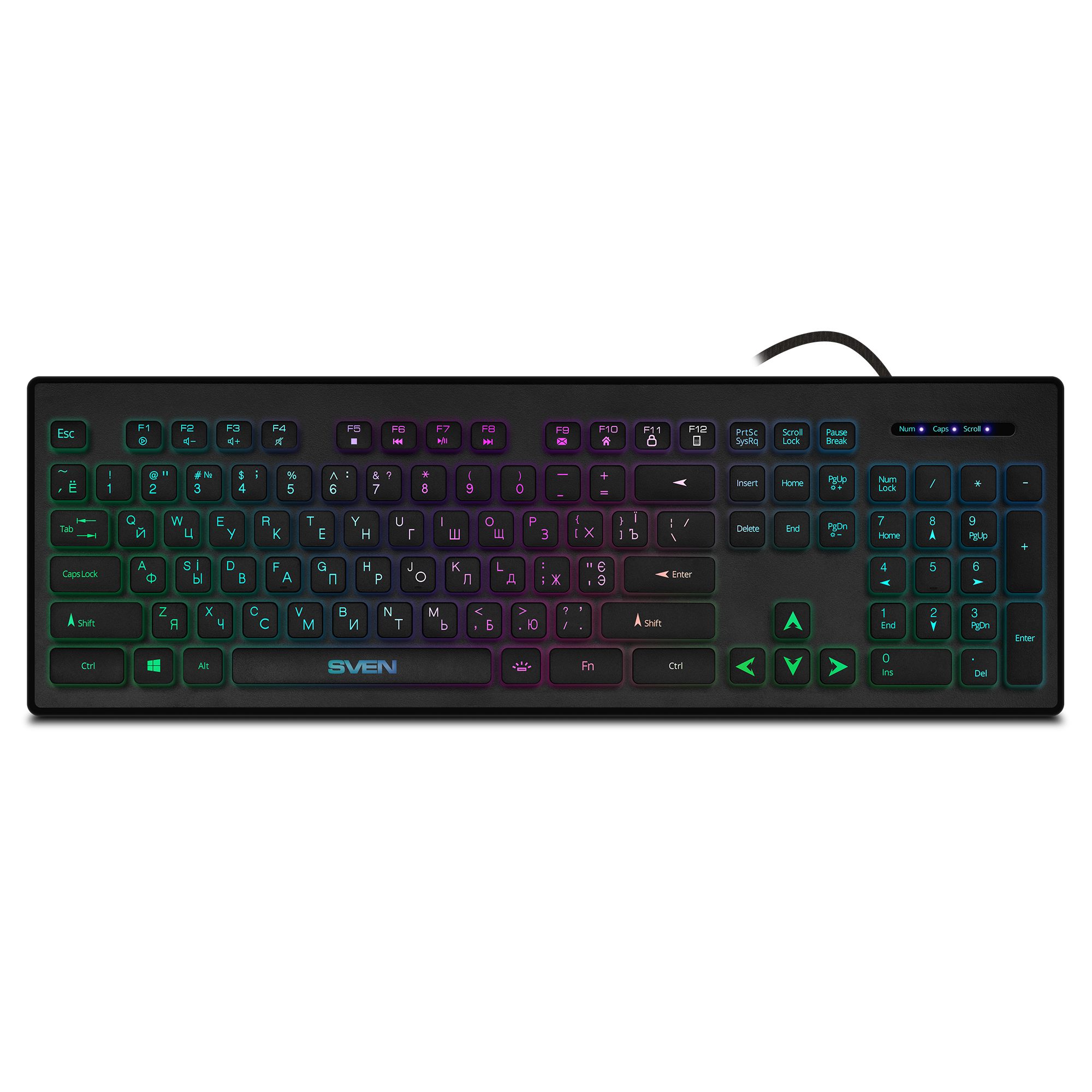 Клавиатура SVEN KB-C7500EL USB, black, RGB подсветка с регулир. яркости и дышащим режимом купить по самой низкой цене