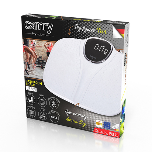 Весы напольные Camry CR 8171w WHITE (электронные, 180/0.05кг, индикация заряда батареи и перегрузки) купить по самой низкой цене
