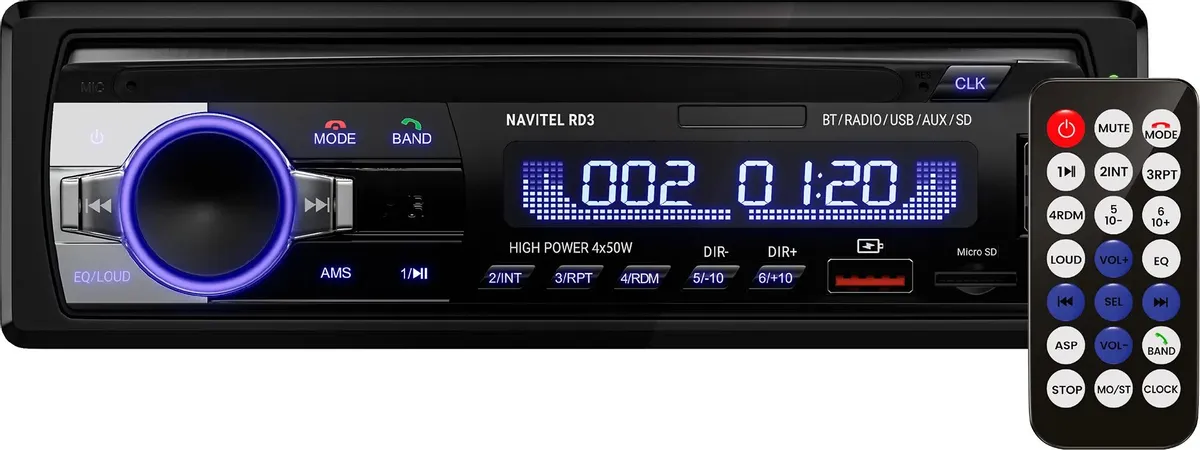 Автомагнитола NAVITEL RD3  (4x50Вт, FM/AM, mSD, 2*USB, Bluetooth, 1DIN, USB, AUX, MP3; WMA; FLAC; AAC) купить по самой низкой цене