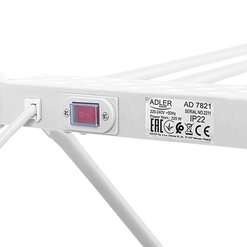 Сушилка для белья напольная, складная, электрическая Adler AD 7821 (220Вт, алюминий / пластик) купить по самой низкой цене