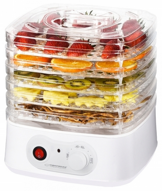 Сушилка для овощей и фруктов Esperanza (EKD004) white (250Вт, 4 поддона, термостат) купить по самой низкой цене