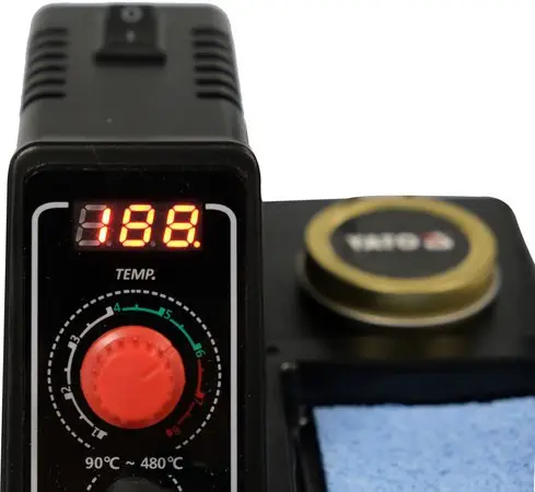 Паяльная станция (конт. паяльником) Yato YT-82460 (60Вт, плавная регулировка 90-480°C, с цифровым  дисплеем) купить по самой низкой цене