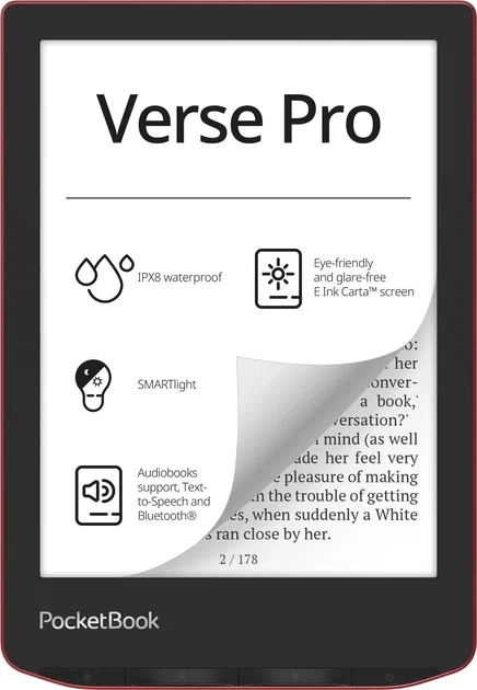 Электронная книга PocketBook 634 Verse Pro Red 6' 1448*1072 300ppi /16Gb/E-Ink Carta (PB634-3-WW) купить по самой низкой цене