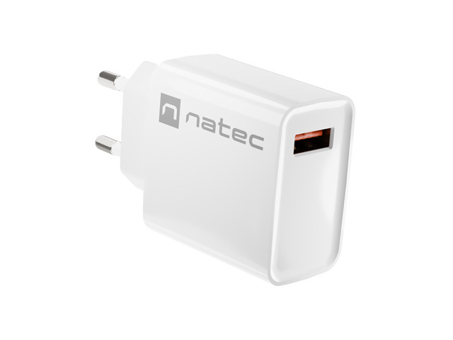 Зарядное устр. Natec Ribera 18W WHITE (NUC-2057) 1p*USB Type-A, Quick Charge 3.0 купить по самой низкой цене